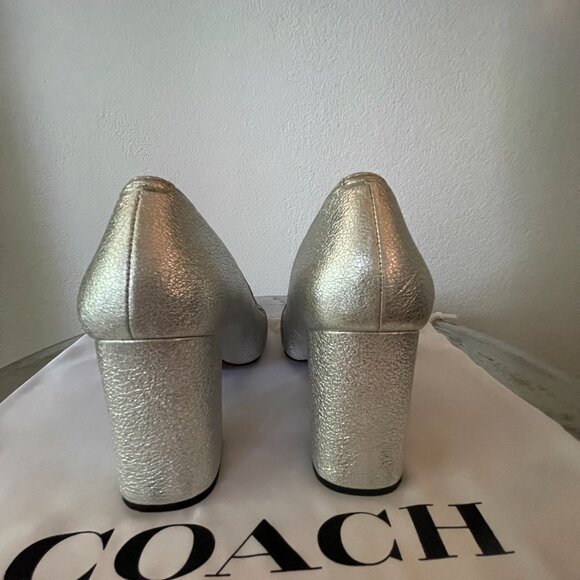 COACH Metallic Silver Elegant Jade Pump Size 7 - Picture 6 of 12